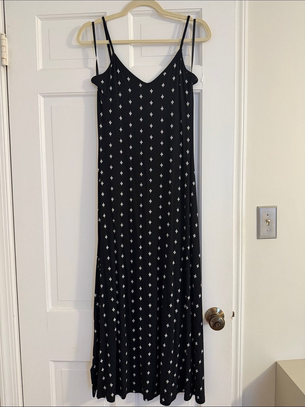 LOFT Black Maxi Dress with White Diamond Motif